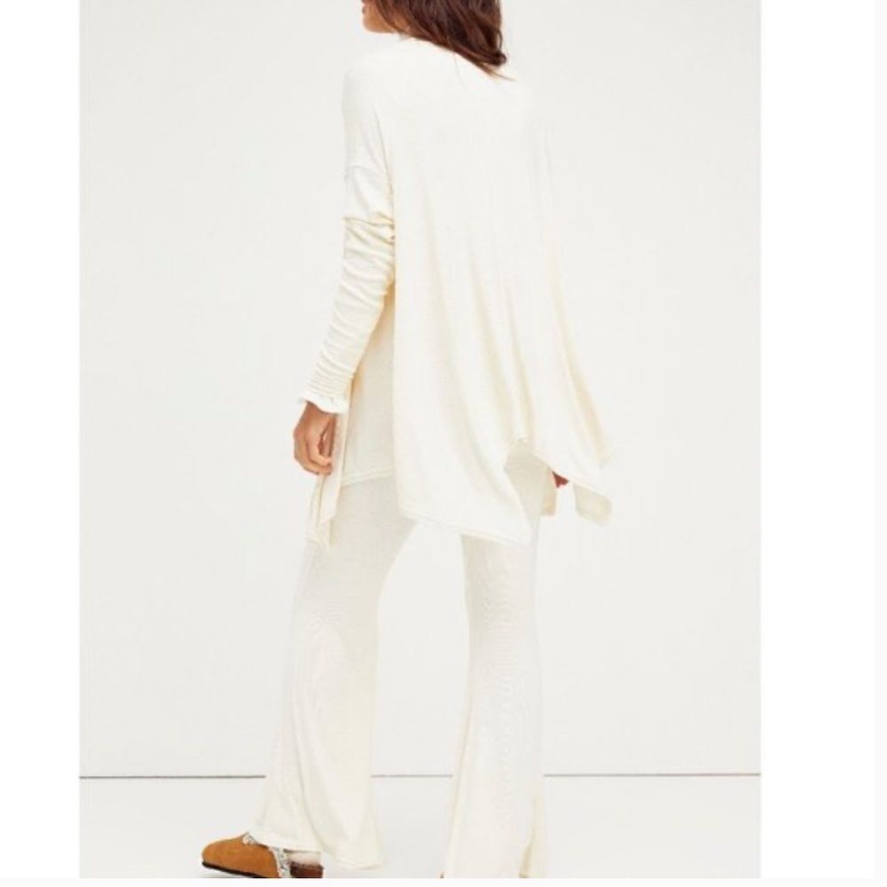 Free People Romy Ribbed Bell Bottom Draped Sweater Set Ivory XS - Picture 4 of 13